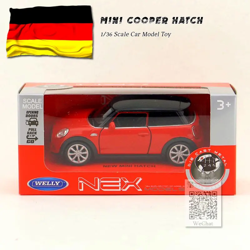 Красный WELLY 1/36 масштаб MINI COOPER HATCH литье под давлением металлическая модель автомобиля игрушка для подарка/детей/коллекции - Цвет: Красный