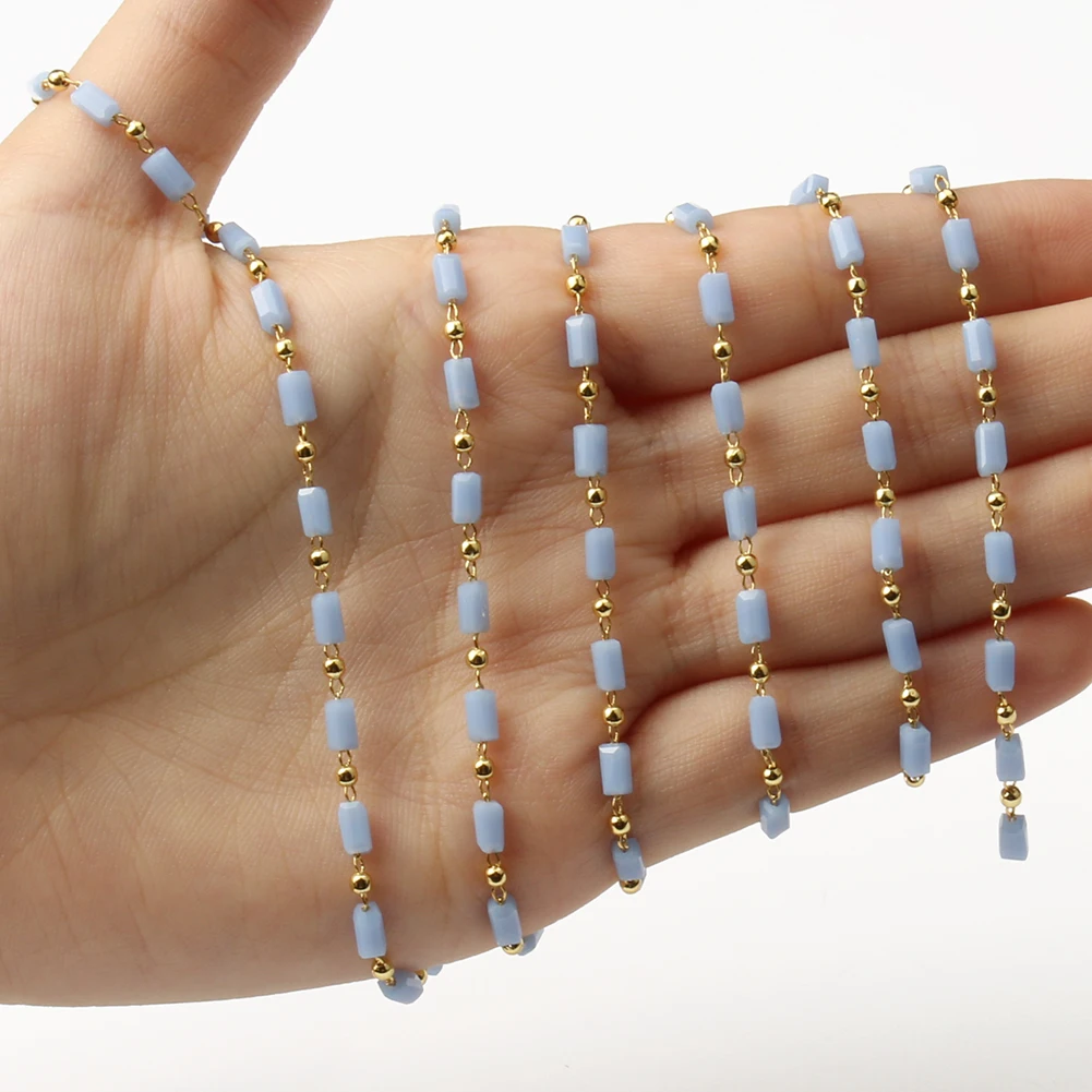 Цепочка-четки ручной работы золотого цвета цилиндрическая цепочка с