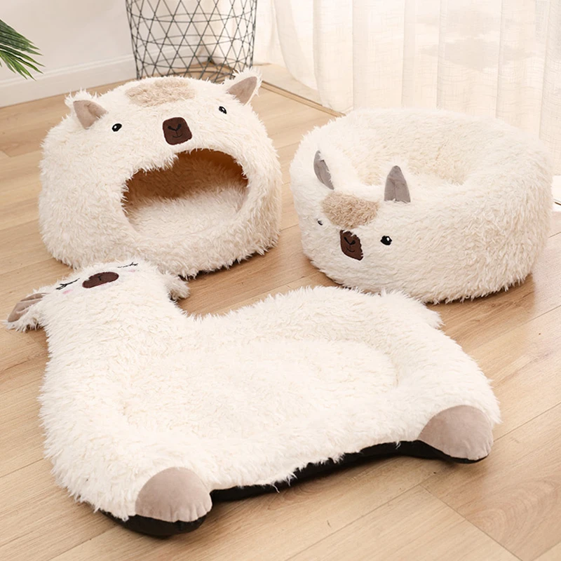 Мягкий коврик для домашних животных теплый домик в форме альпаки собак кошек