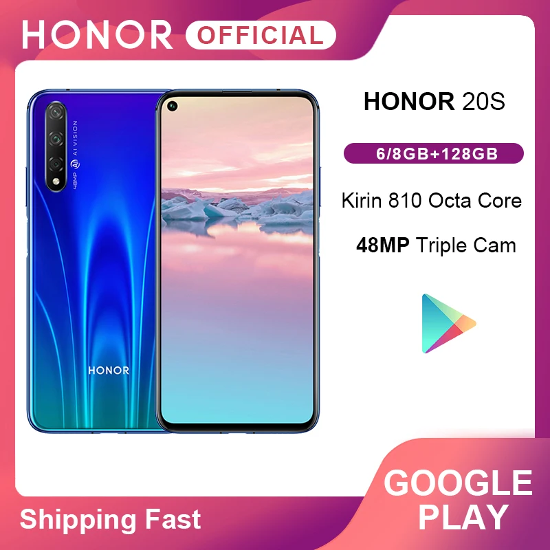 Оригинал Honor 20 S 48MP задняя 32 МП фронтальная камера 6 26 &quotсмартфон Kirin 810 Octa Core 2340 × 1080