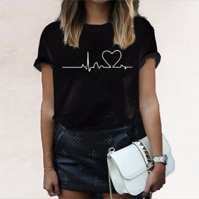 

Vogue Love Print T-shirts For Women Harajuku Summer T Shirt New Fashion Tops Plus Size Female T-shirt Casual Tee Woman Clothing