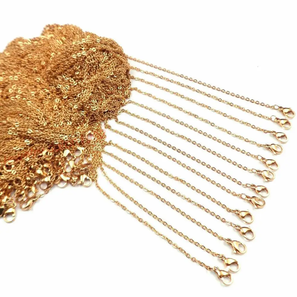 

Wholesale DIY jewelry 100pcs stainless steel necklace Gold Silver Color Chain 2/2.4/3MM Cross chain for women men 16-40inch