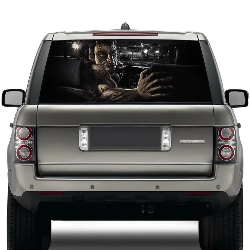 Transparent 3D car sticker Horror Car stickers rear windshield one way vision unique ORC Thriller surprise scary Sticker | Автомобили и