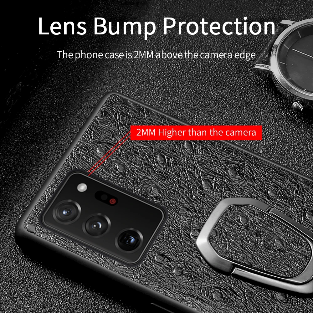 Чехол LANGSIDI с магнитным кронштейном из страусиной кожи для Galaxy Note 20 ultra Samsung S20 Plus s10