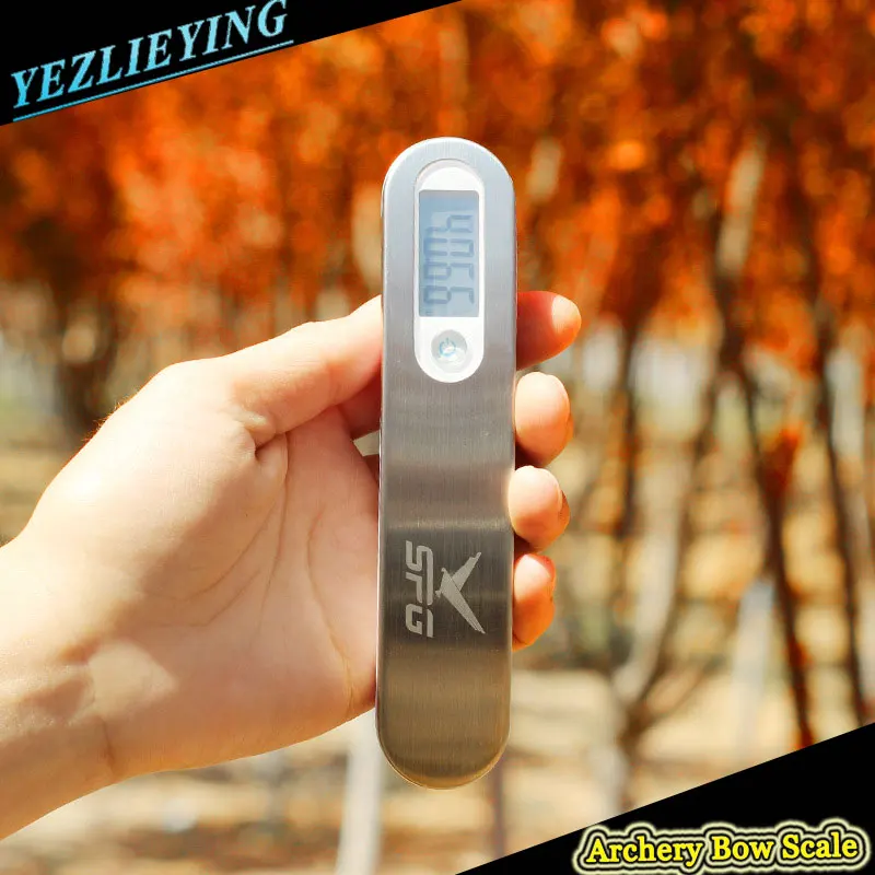 

Archery Electric Digital Bow Scale Portable Universal Stainless Steel Silver 0-100 lbs Pull Force Measuring Compound Bow Scale