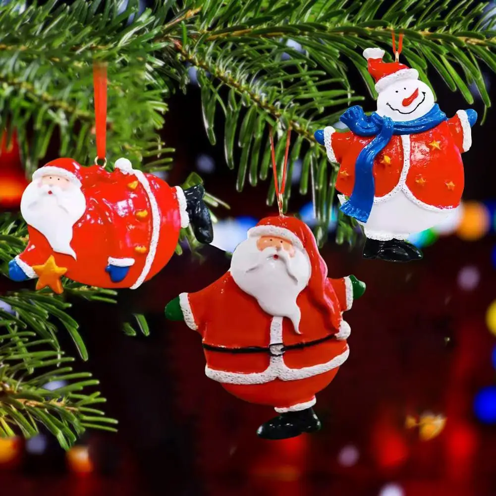 

Christmas Resin Pendant Santa Claus Snowman Painted Tree Decoration Vivid Pendant Effect Lightweight Lovely Cute Hanging Gifts