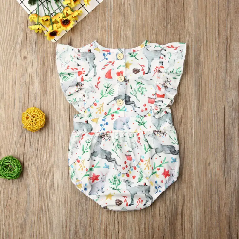 Рождественская Одинаковая одежда для сестры комбинезон с оленем маленьких