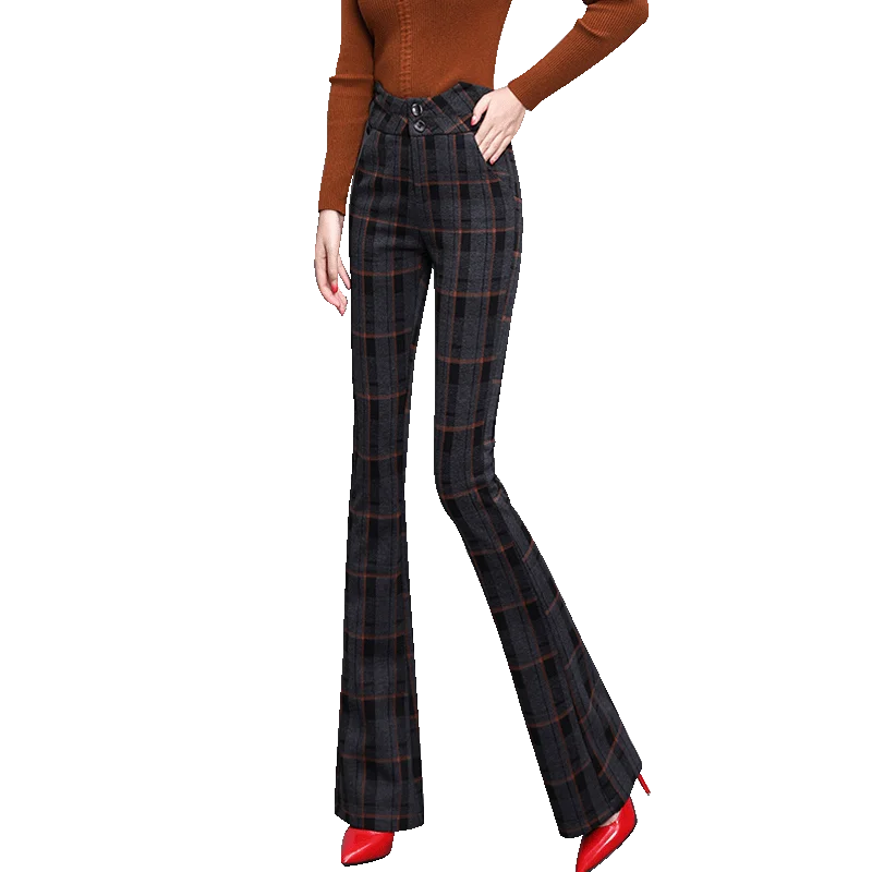 Популярные весенние и осенние новые шерстяные штаны женские утепленные