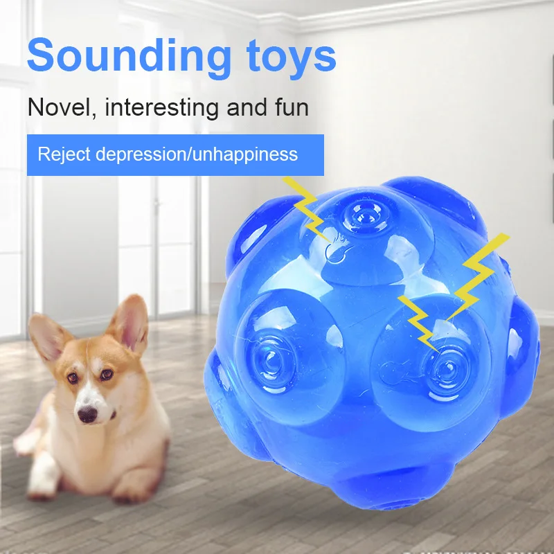 

Pet Chew Toys Pet Dog Molar Toys Pet Interactive Sounding Toy TPE Bite-Resistant Bouncy Ball Pet Teeth Care Cleaning Supplies