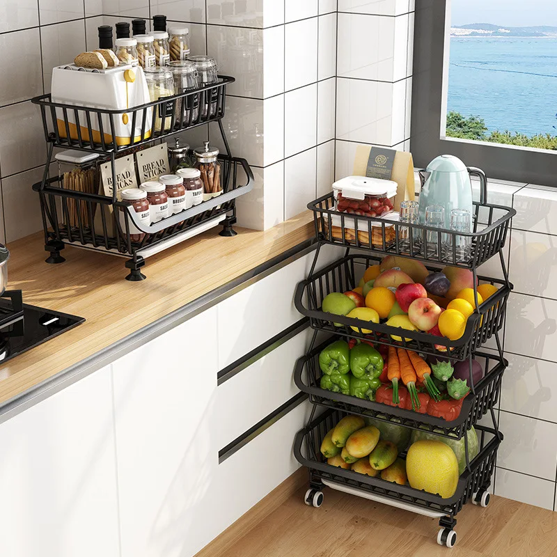 kitchen storage basket cabinet multi functional stand 6 tier storage shelf organizer for fruit vegetables and household items free global shipping