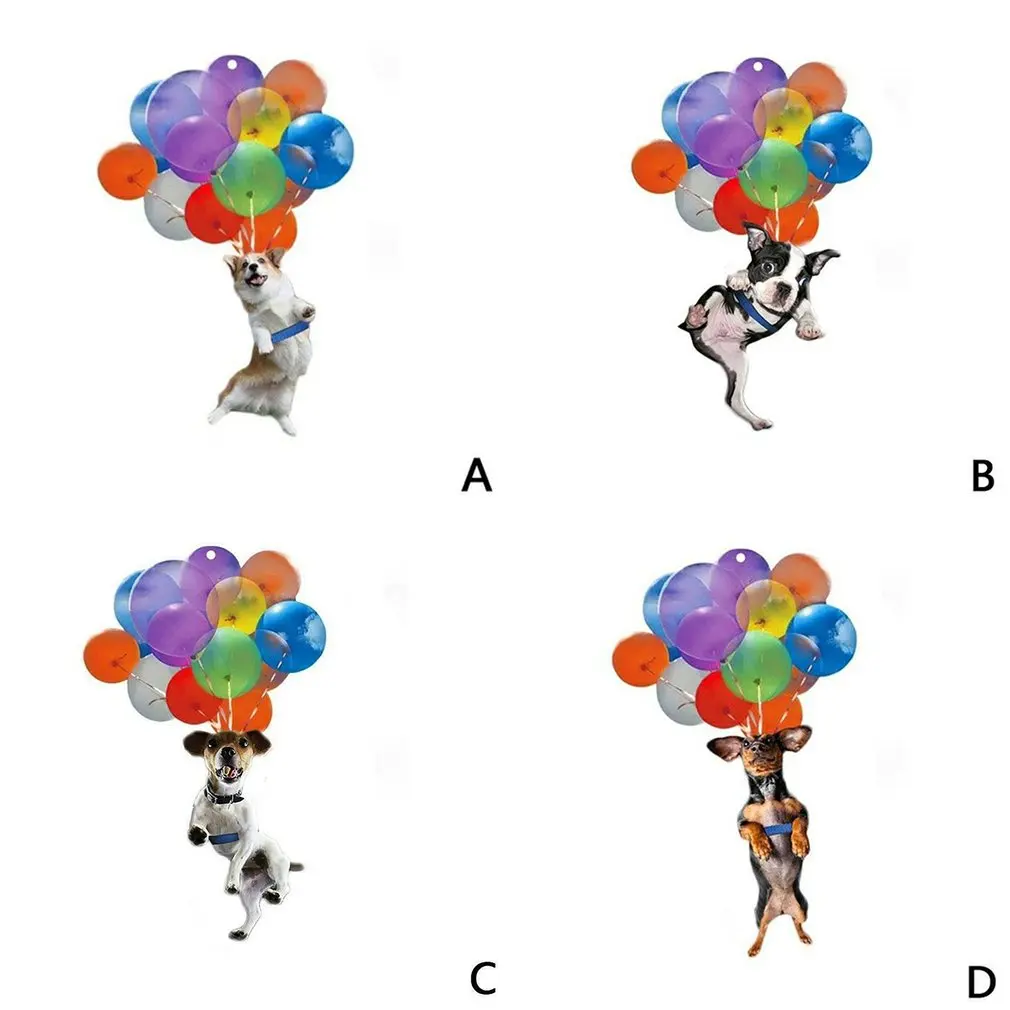 

Dog Hanging Ornament With Colorful Balloon Car Hanging Ornament Car Interior Decor Lightweight Flying Dog