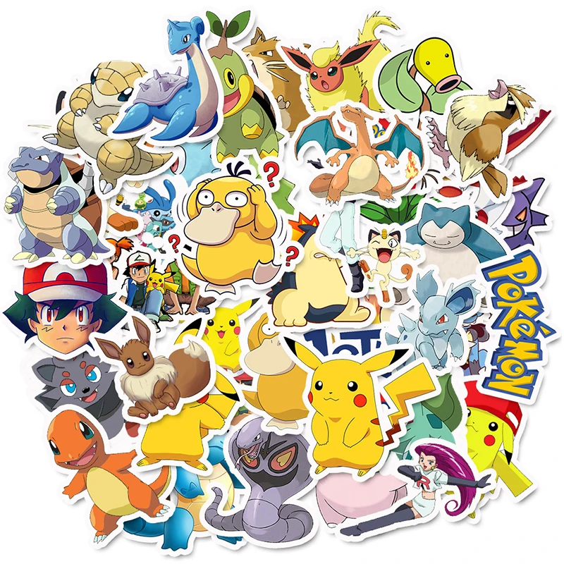 

Cartoon pokemon Anime figure pikachu Charmander Psyduck monster sticker pack cool scrapbook stationeri laptop motorcycl graffiti