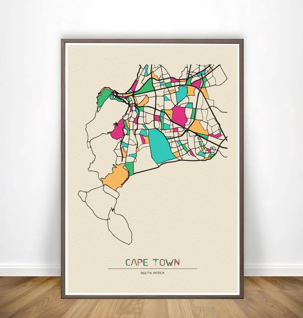 Кембридже Канберра Канкун Кейптаун Каракас Касабланка красочные карты города