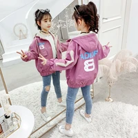girls children exquisite spring autumn casual thin windbreaker coats teen toddler fashion print letters hooded jackets outfits