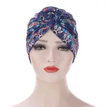 2020 New Muslim Women Turban African Pattern Knot Headwrap Fashion Warm Bandana Hats Printed Knot Vortex Turban (2)