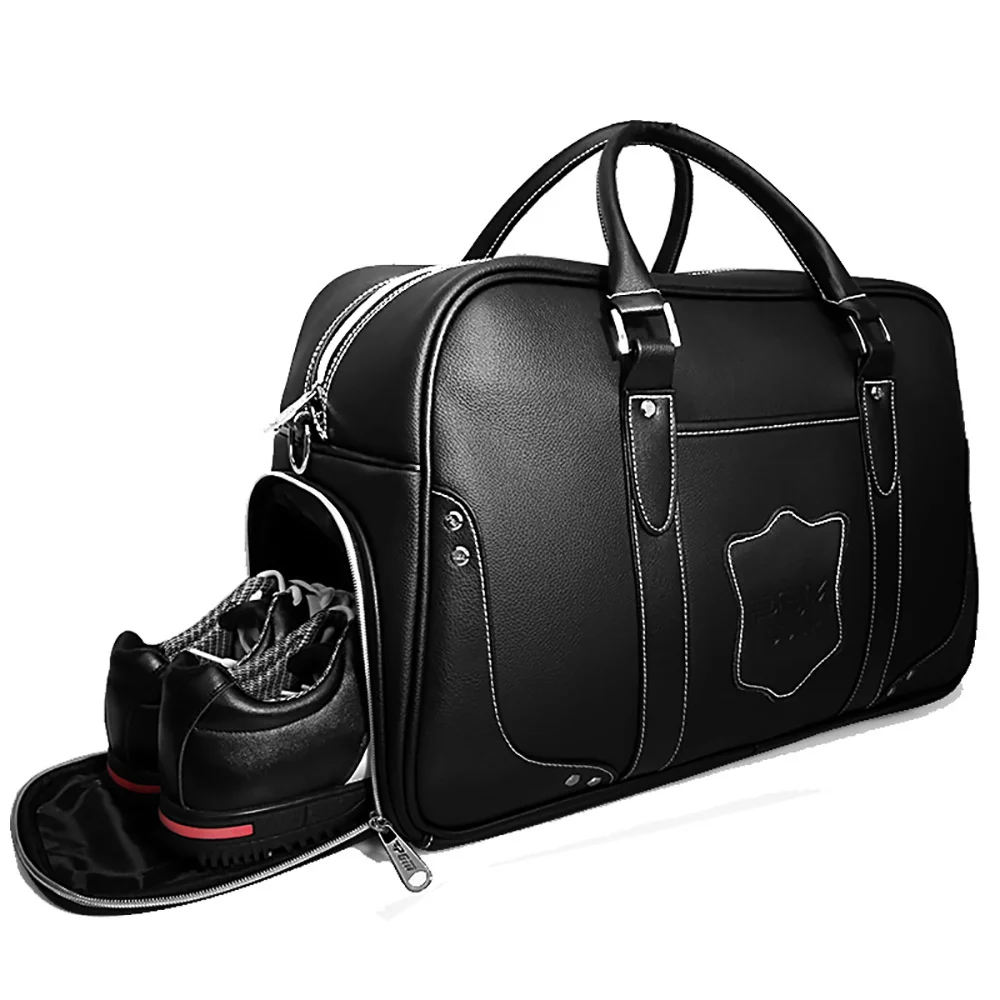 PGM Black Golf Clothing Bag men's motion portable bag Built-in shoes bag Large Capacity Leather  golf bag