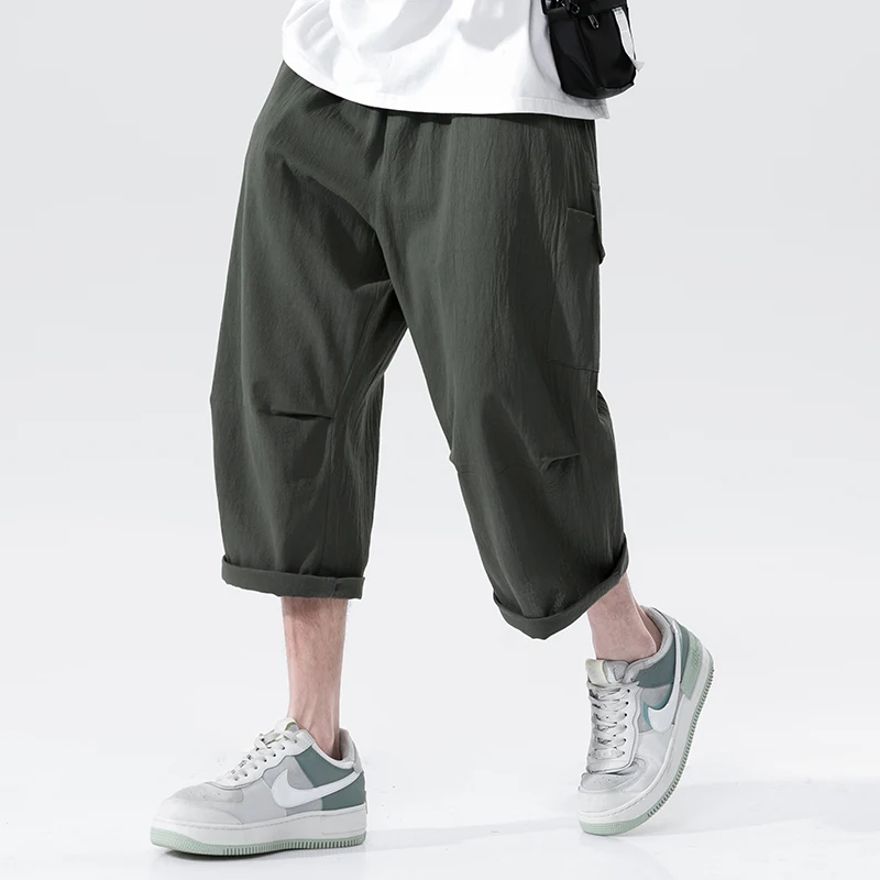 Мужские свободные шаровары WWKK повседневные хлопково-льняные спортивные штаны в