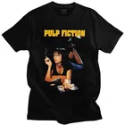 Мужская Винтажная Футболка криминальной фантастики, хлопковая футболка с коротким рукавом, футболка Mia Wallace Quentin Tarantino, Классическая футболка, футболка для отдыха, топы в подарок