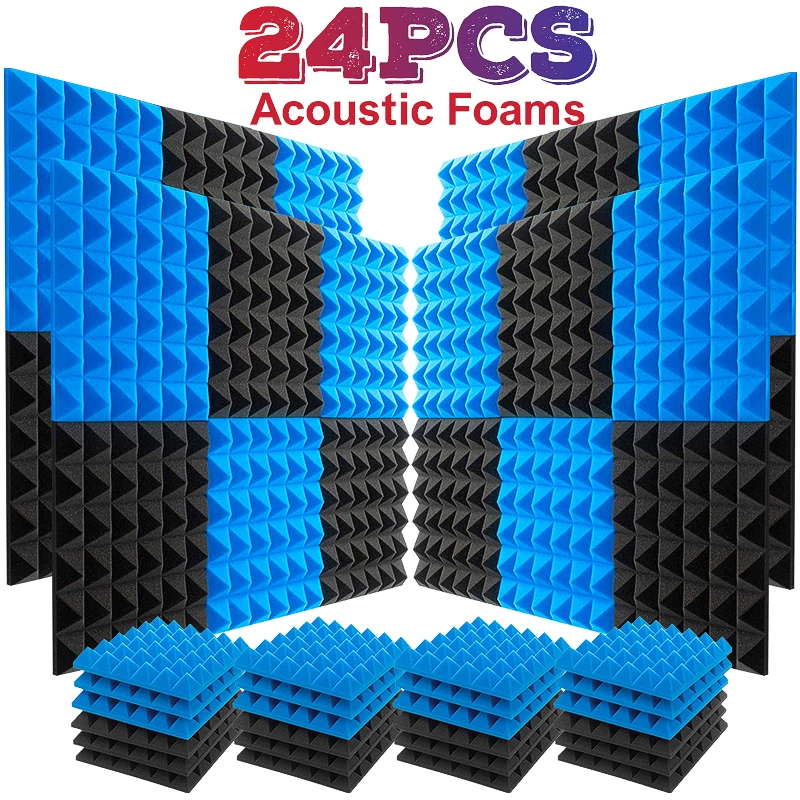 

24PCS 33x33x5cm Soundproof Foam Studio Foams Acoustic Wall Panel Sound insulation Foam Studio Wall Tiles