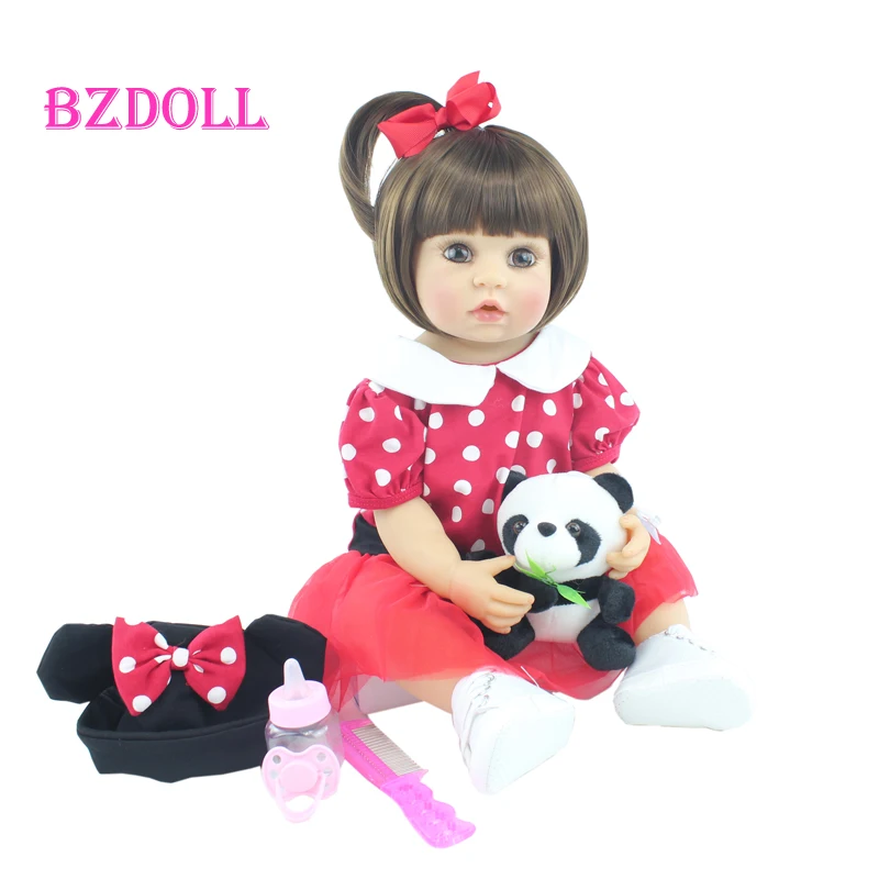 

55 см силиконовая кукла для новорожденных, виниловая Реалистичная игрушка для малышей, милое платье принцессы для маленьких девочек, прекра...
