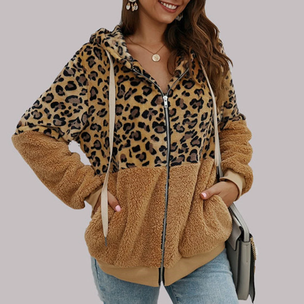 2019 хит модная зимняя куртка из искусственного меха с леопардовым принтом на