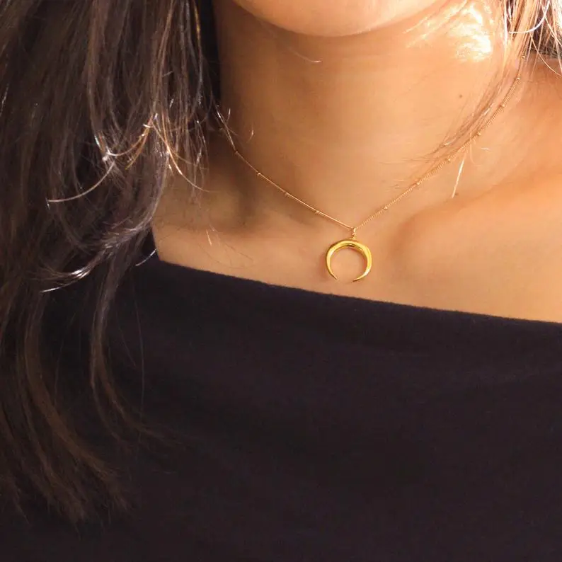 

Moon Necklace, Gold Moon Necklace, Pendant