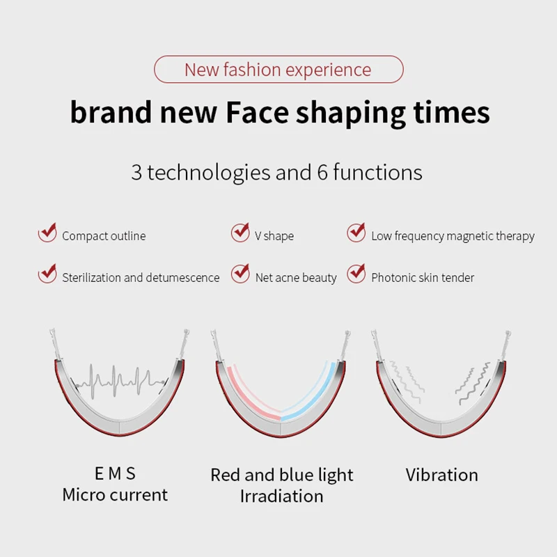 

Blue LED Photon Therapy Face Lifting Slimming Vibration Massager Double Chin Reducer 48