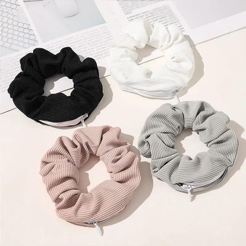 new-solid-color-novelty-2020-designs-zipper-scrunchies-women-creative-velvet-hairbands-brand-quality-pocket-scrunches-with-zip