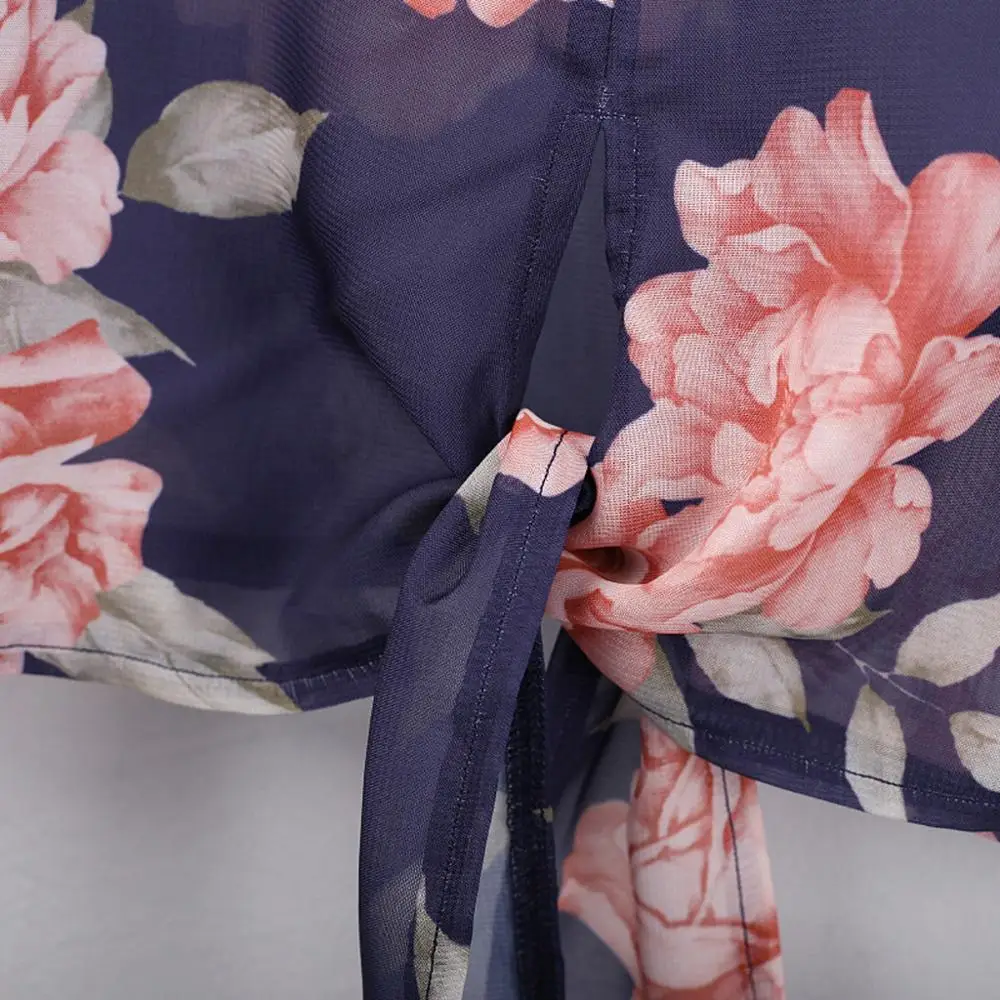 

Fashion Womens V-Neck Three Quarter Sleeve Button Bandage Easy Blouse Top tops mujer women tops 2019 summer sexy blouse SW3M