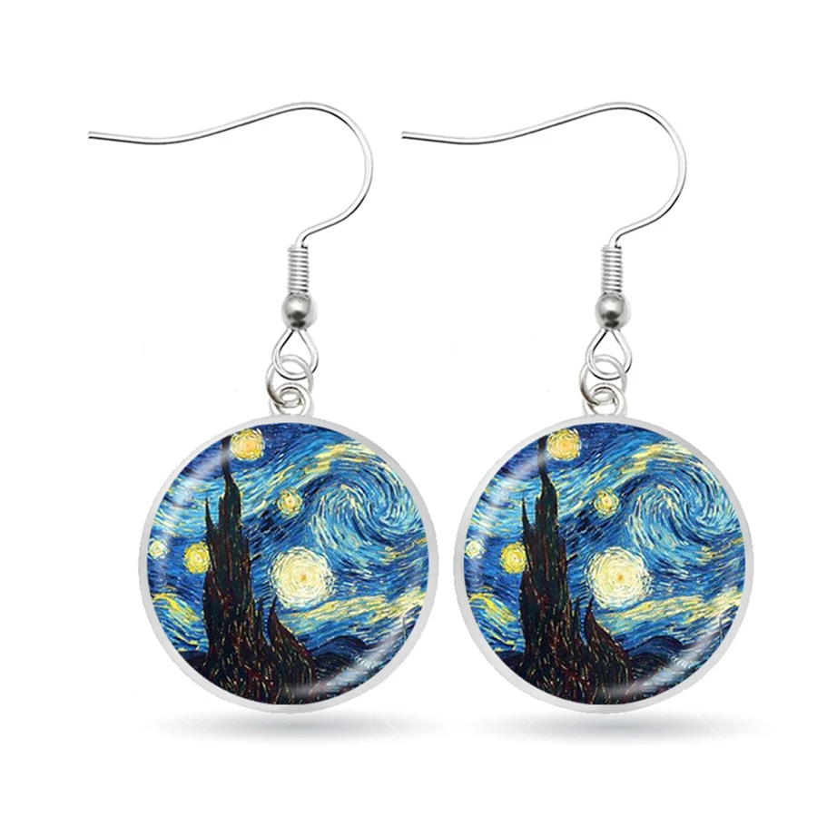 Ван Гог известный художник Звездная ночь висячие серьги Подсолнух Густав Климт