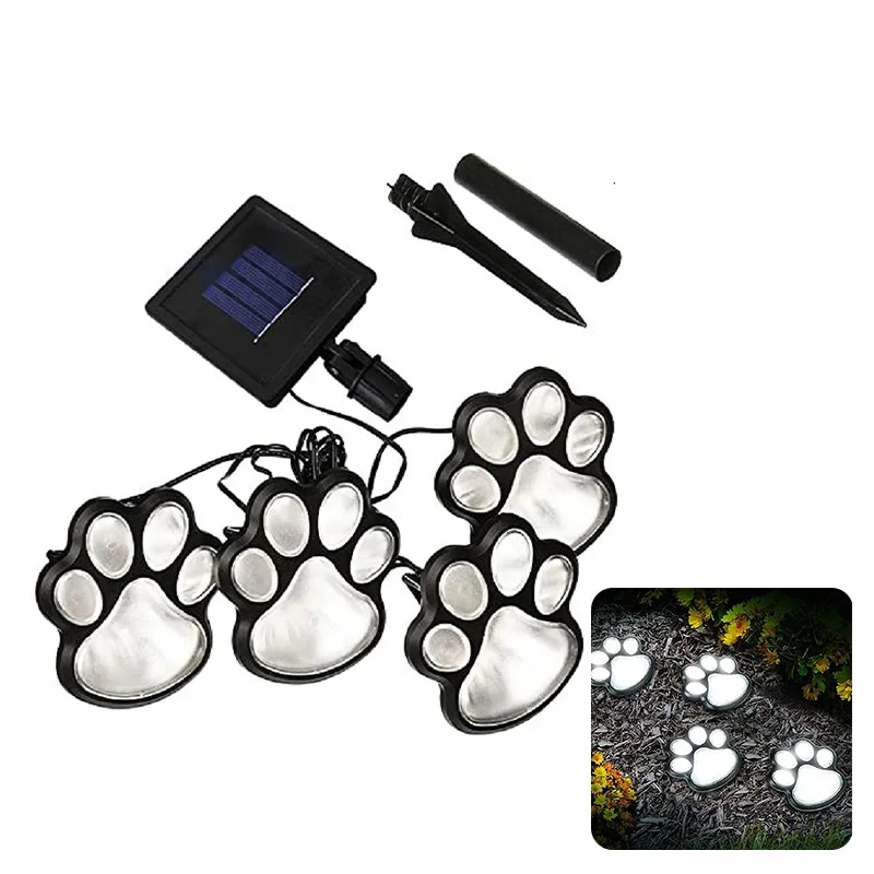 

Solar Cat Animal Paw Print Lights 4pcs LED Solar Lamps Outdoors Street Lamp LED Path Decorative Lighting Garden Footprints Lamp