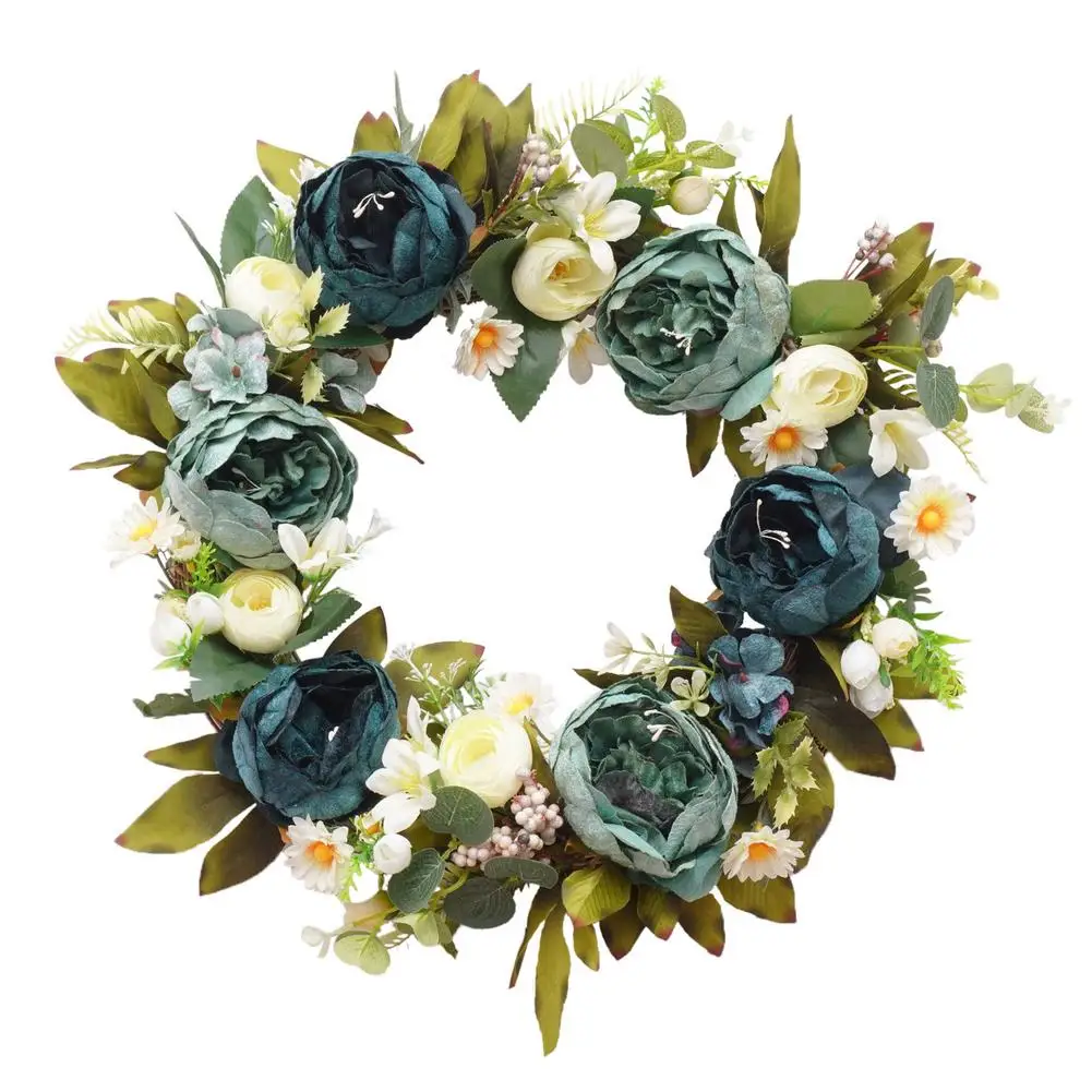 

Artificial Peony Flower Wreath Elegant Floral Wreaths For Front Door Christmas Valentines Day Thanksgiving Wedding Gift