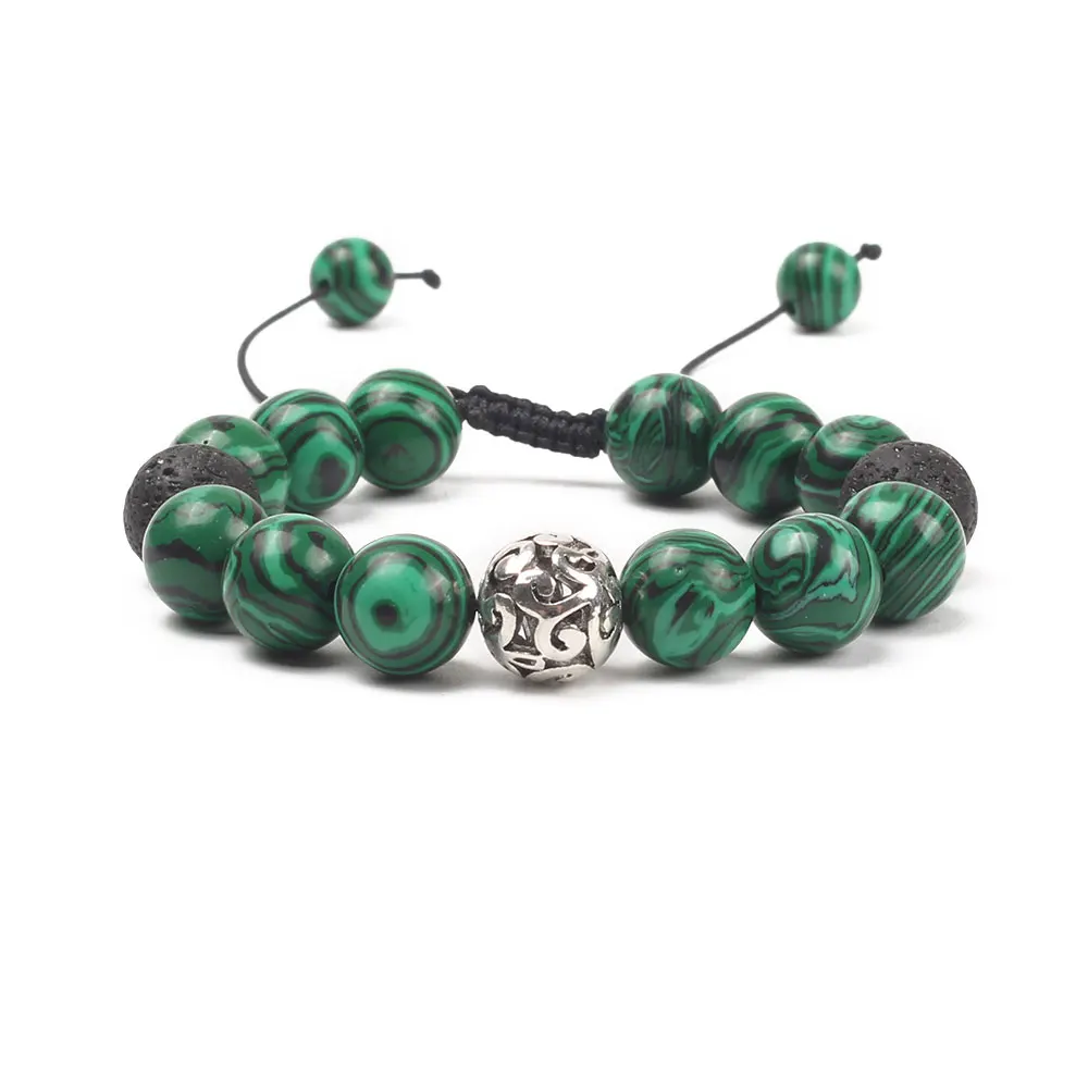 Винтаж Для мужчин браслет Макси подвески из природного камня регулируемый