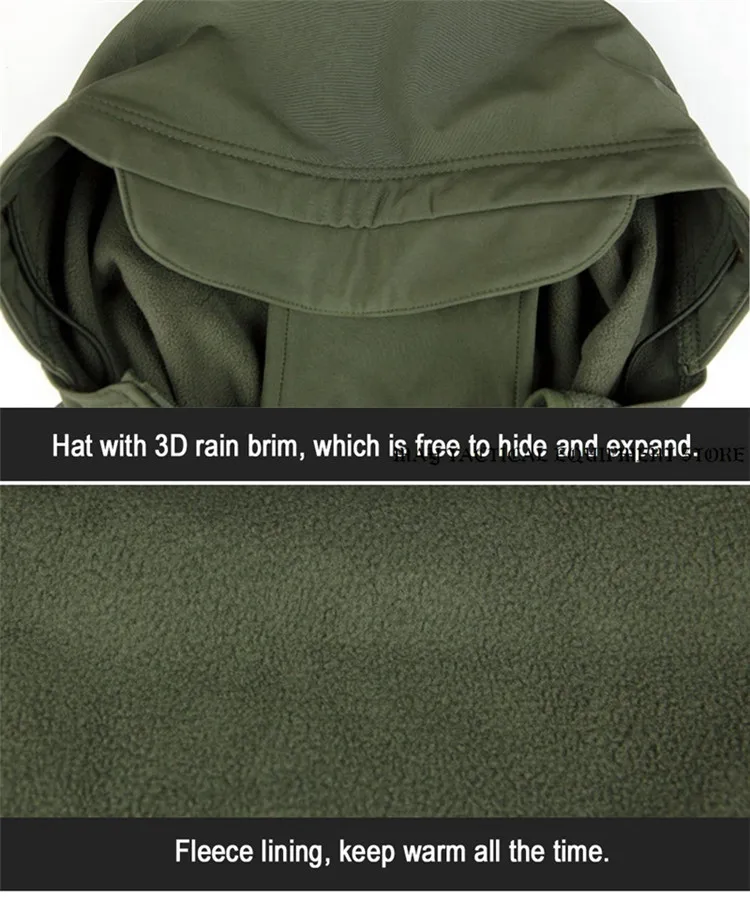 Men Outdoor TAD Jacket Waterproof Tactical Softshell Hooded Jacket Black Green Men Outdoor Jacket Waterproof TAD Coat Shark Skin