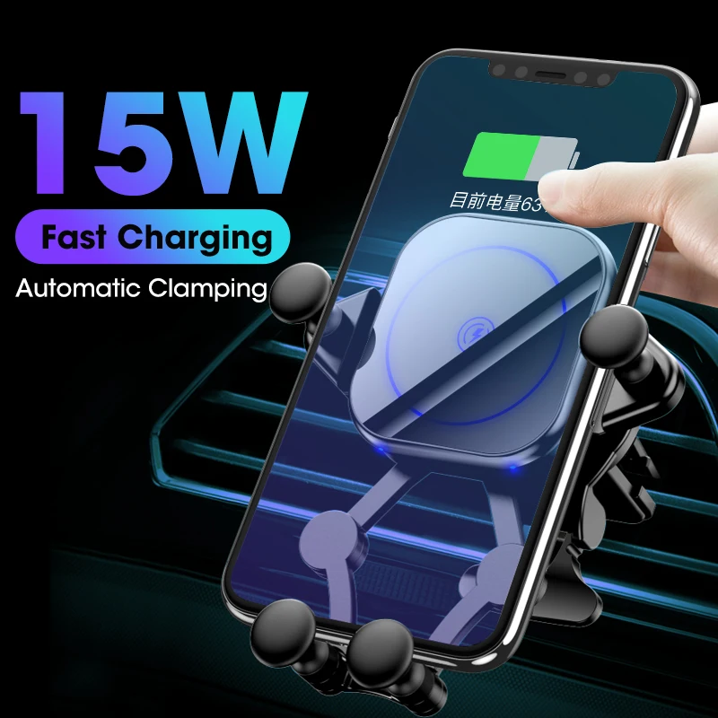 15 Вт Мини Qi автомобильное беспроводное зарядное устройство для Iphone 11 Pro XR XS