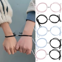 2pcs couple minimalist lovers matching friendship bracelet rope braided magnetic distance bracelet kit lover jewelry