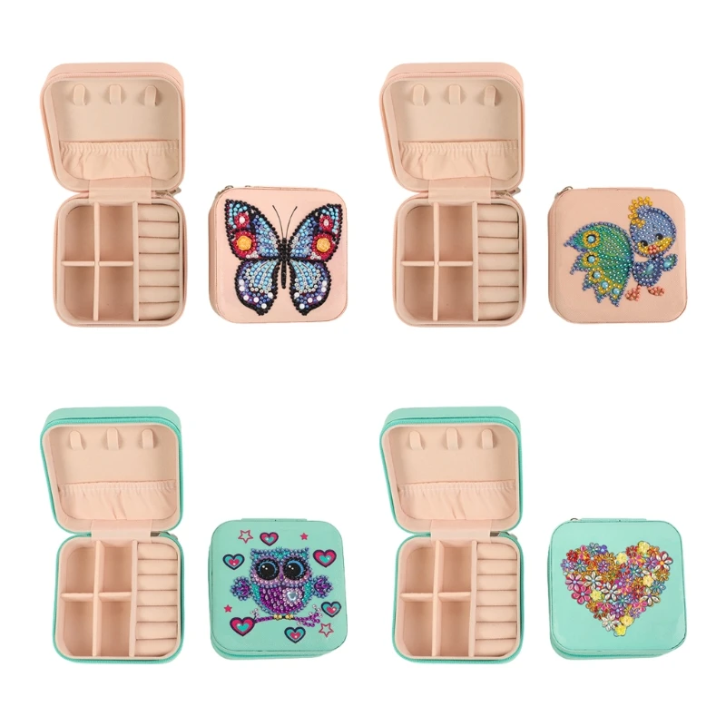 

Jewelry Box Suitable for Necklaces Rings Earrings Beads with Diamond Resin Paint Earring Storage Box Gift Jewelry Boxes