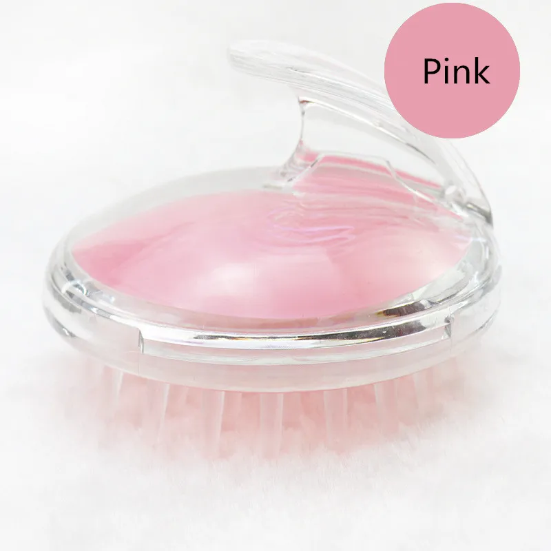 Pink Массажер для головы, полупрозрачный шампунь, Массажная щетка для ванны, удобный массажный инструмент для мытья головы и волос - Цвет: Pink