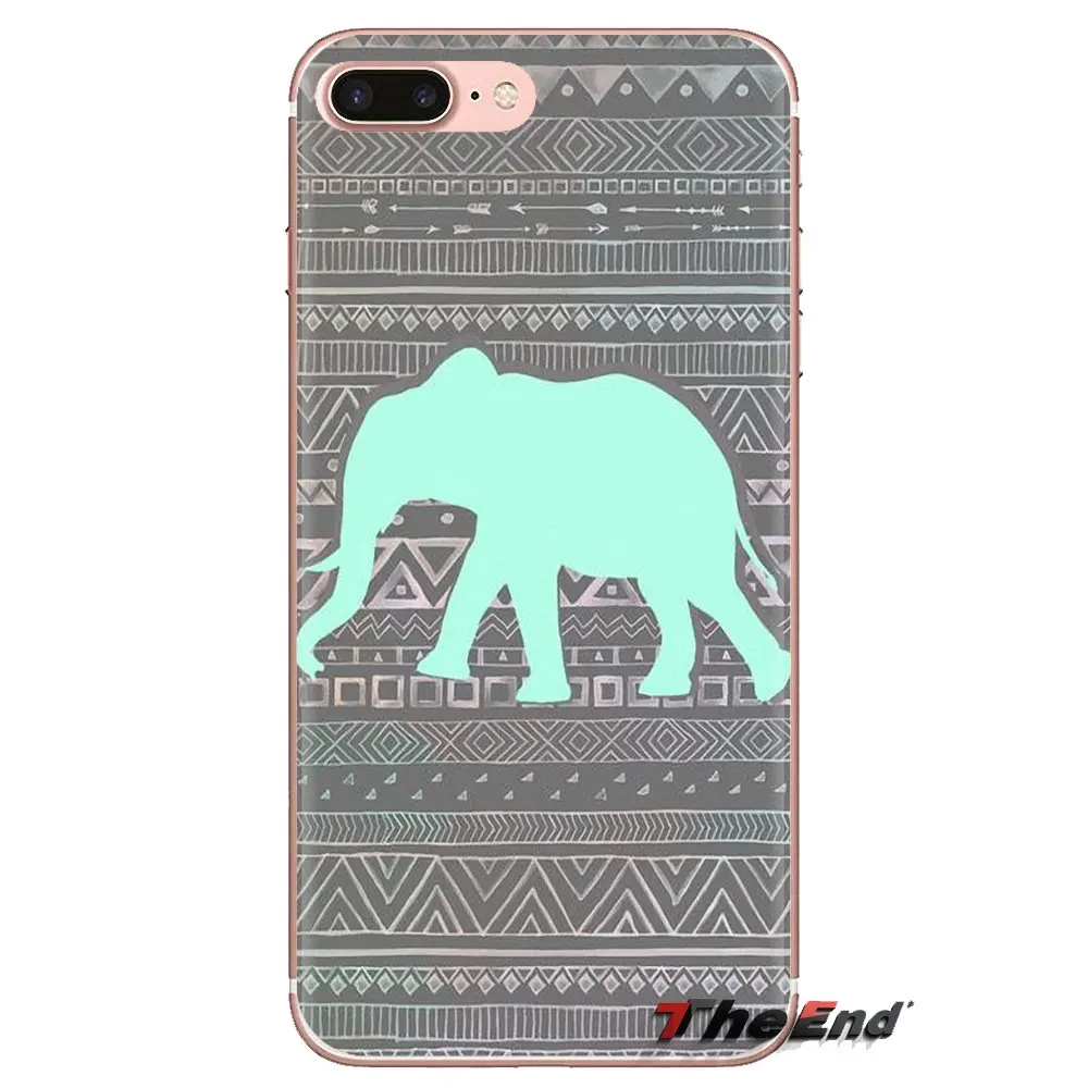 Housing Luxury Mint and Grey Elephants Art For Samsung Galaxy S2 S3 S4 S5 MINI S6 S7 edge S8 S9 Plus Note 2 3 4 5 8 Coque Fundas |