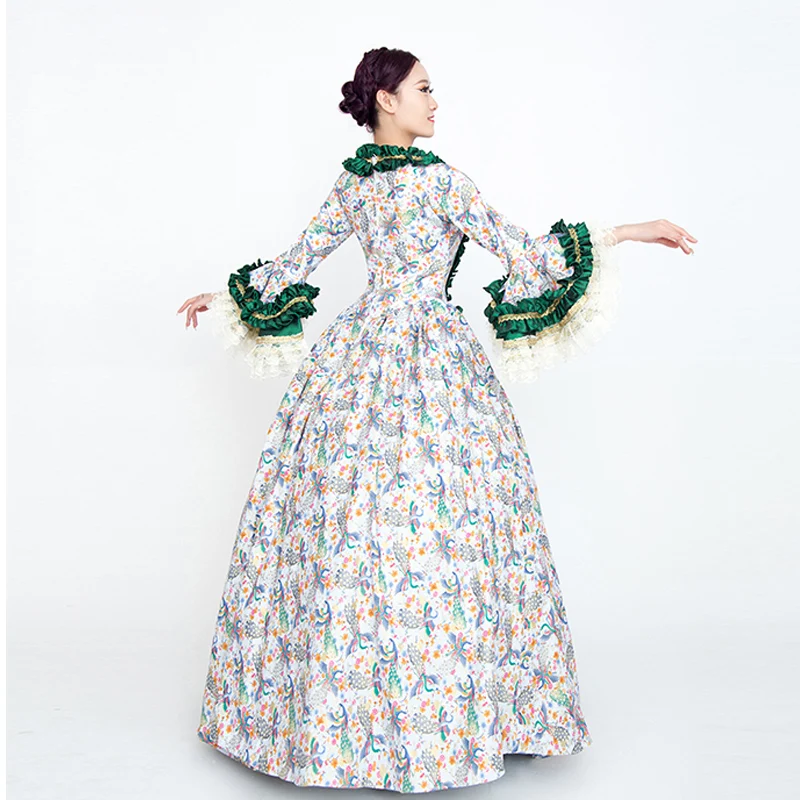 

Christmas Carnivale Gown Medieval Southern Belle Floral Fairytale Dress Maiden Princess Masquerade Theater Costume