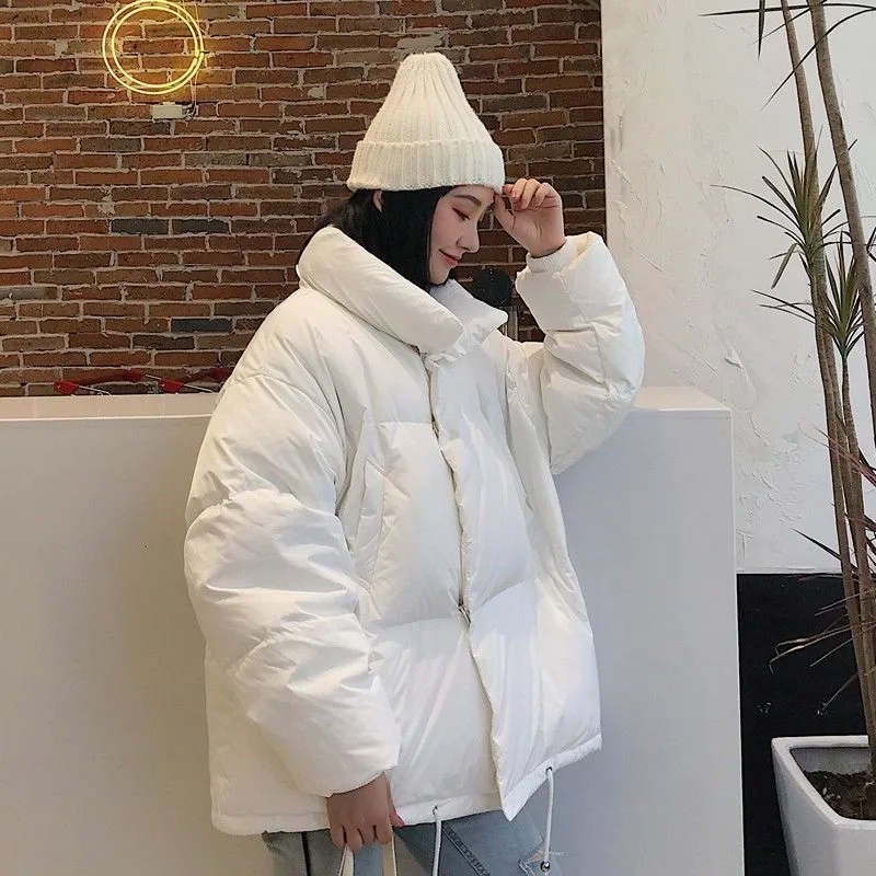 Woherb Harajuku Женское зимнее пальто куртка-пуховик негабаритная парка Женская Корейская Свободная куртка на подкладке с пупырышками Casaco Feminino