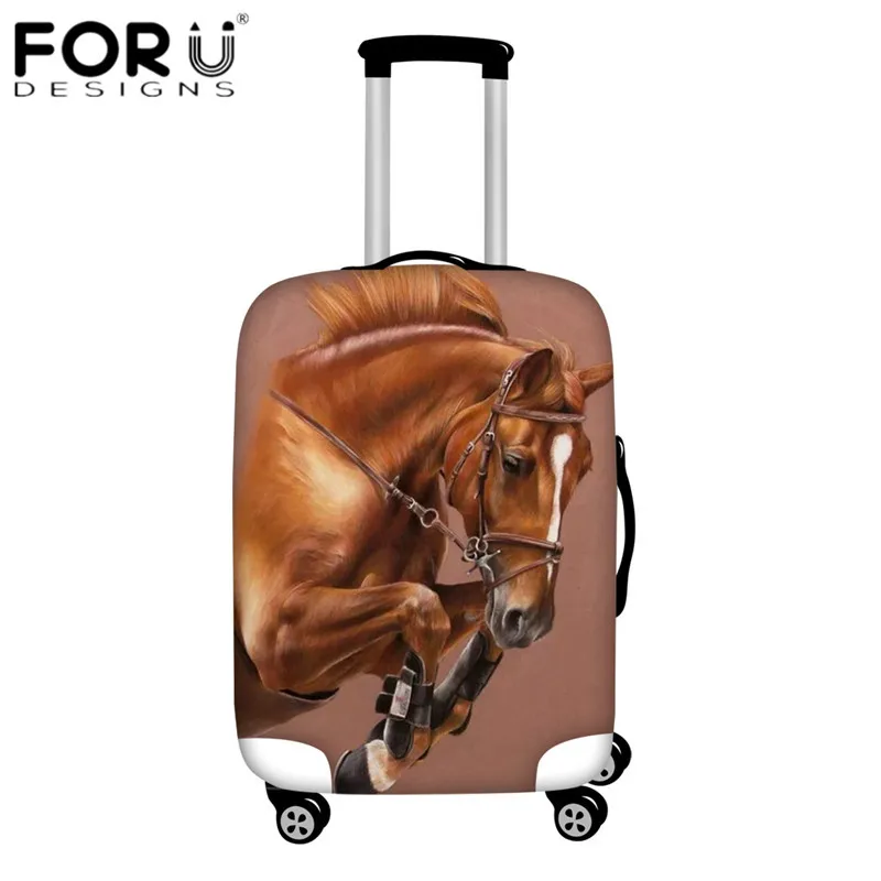 FORUDESIGNS/крутой черный чехол для багажа с животным рисунком лошади 3D Чемодан Защитные чехлы для 18-32 дюймов Дорожный чемодан пылезащитный - Цвет: HMA379