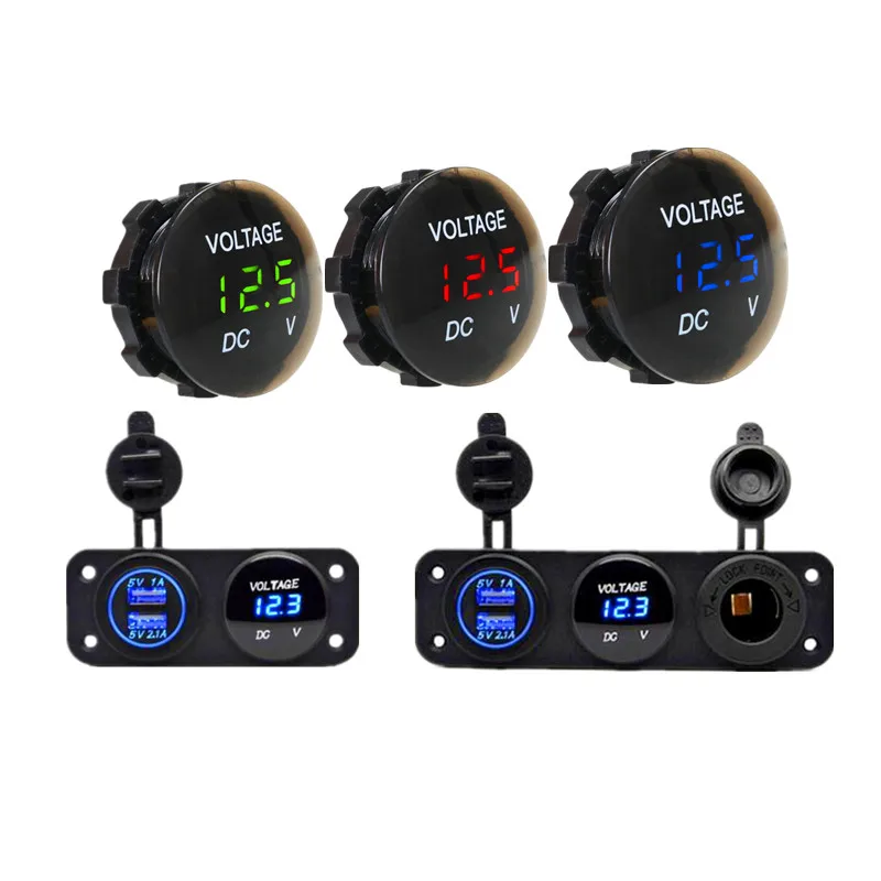USB вольтметр с 1/2/3 отверстиями прикуриватель светодиодный дисплей сделай сам