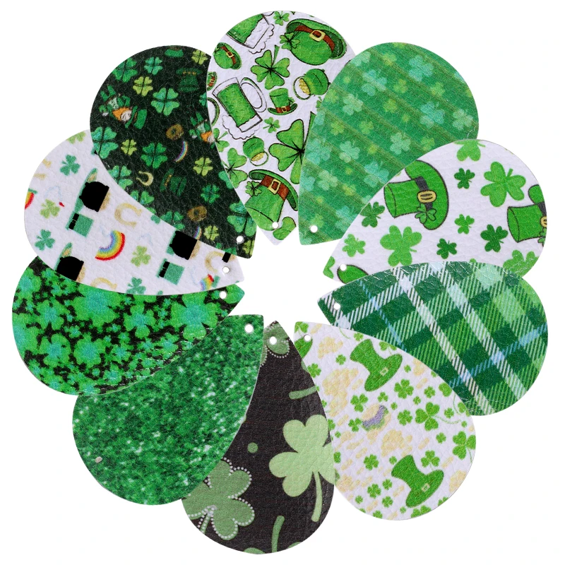 10 шт./лот серьги в День Святого Патрика из искусственной кожи аксессуары для