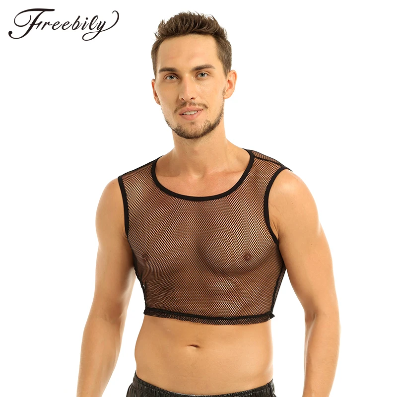 Майка мужская сетчатая пикантная Прозрачная облегающая майка в сеточку для