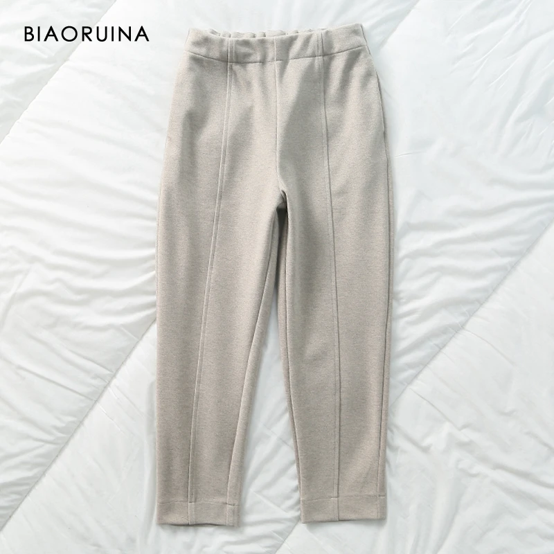 BIAORUINA женские шерстяные повседневные однотонные шаровары длиной до щиколотки