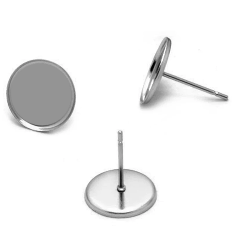 30 шт. пустые Ушные Шпильки из нержавеющей стали Базовая Камея Безель подходит для