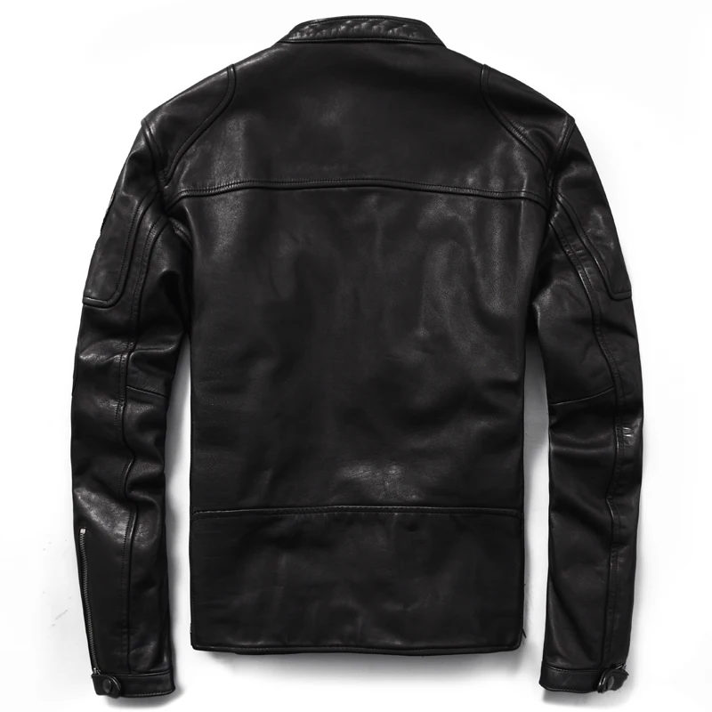 

Мужская короткая куртка из натуральной коровьей кожи, с воротником-стойкой