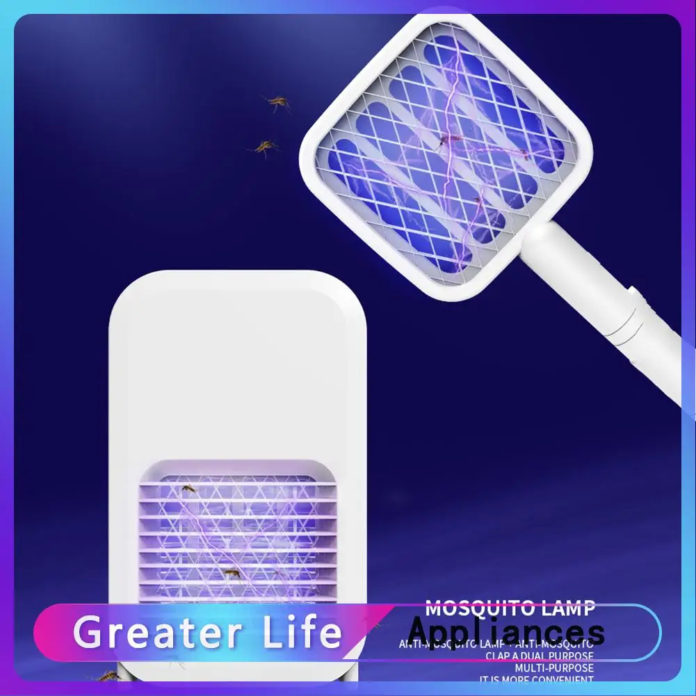 

2 in 1 Electric Mosquito Swatter Handheld USB Rechargeable Bugs Fly Racket