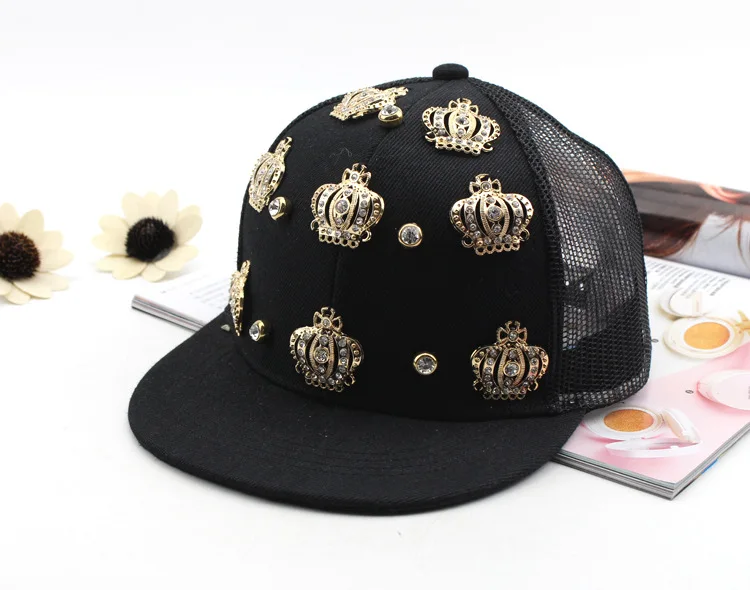

Summer children's hip-hop rivet mesh caps European and American trendy friends Kefeng sunscreen baseball caps Non-mainstream hat